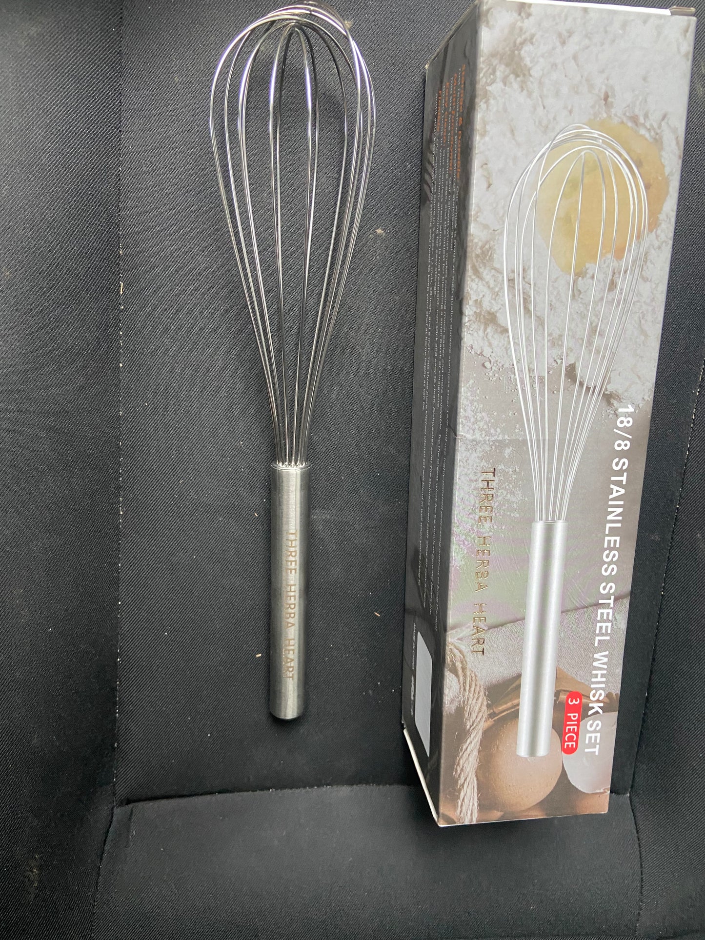 THREE HERBA HEART 3 Pieces durabld food grade hand stainless non-electric egg beaters