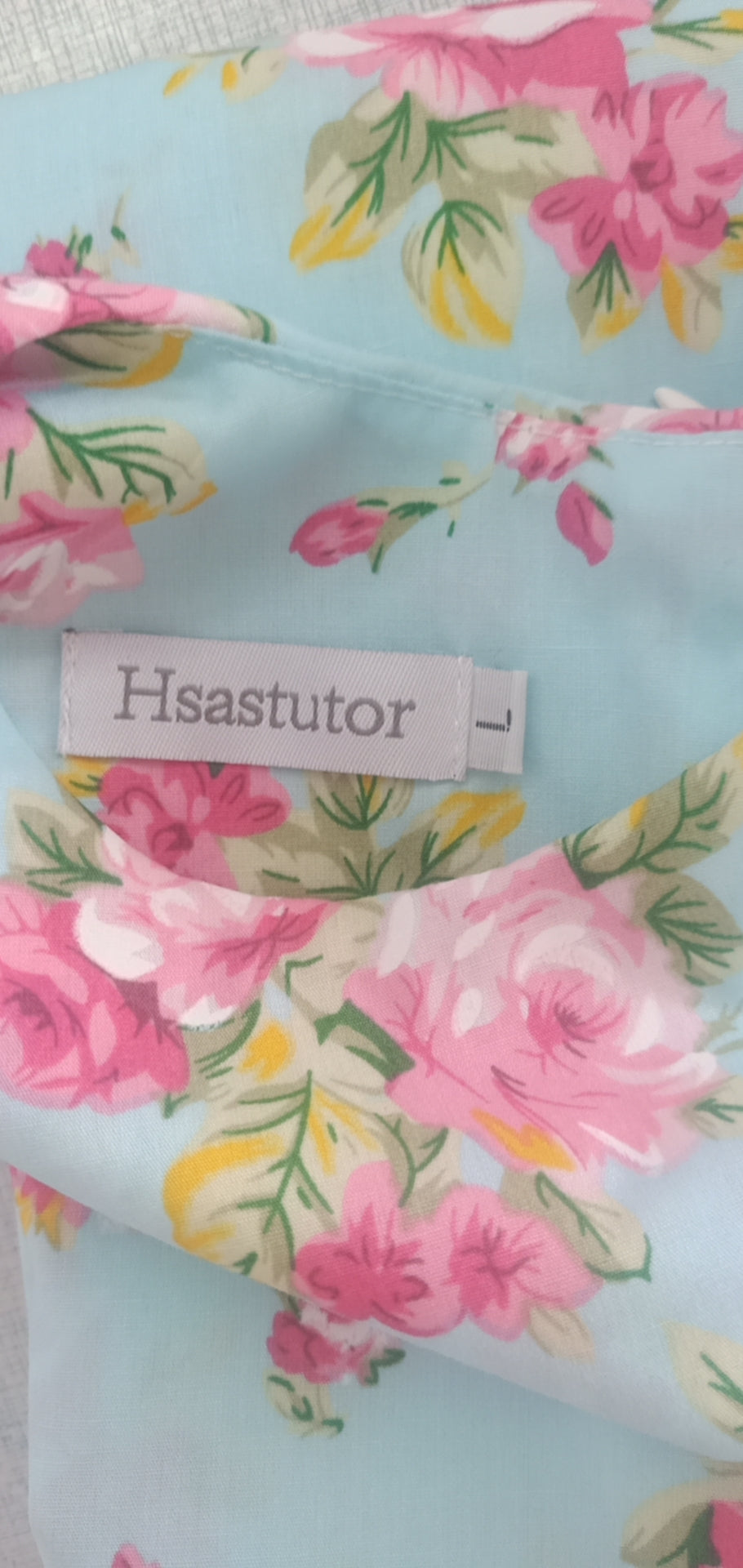 Hsastutor women dresses modern stylish blue elegant high waist printed cotton summer casual dress