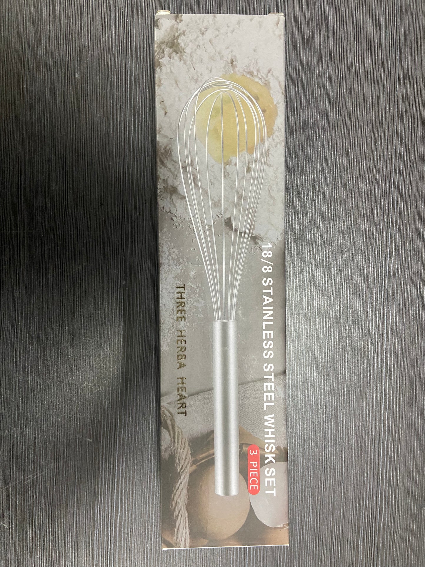 THREE HERBA HEART 3 Pieces durabld food grade hand stainless non-electric egg beaters