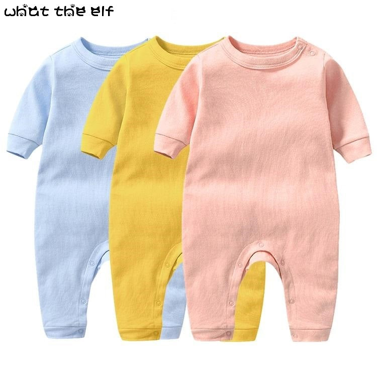 WHAT THE ELF 100% Organic Cotton Baby Jumpsuit Clothes Plain White Boys Girls Rompers Printing Onesie Bodysuit Sets