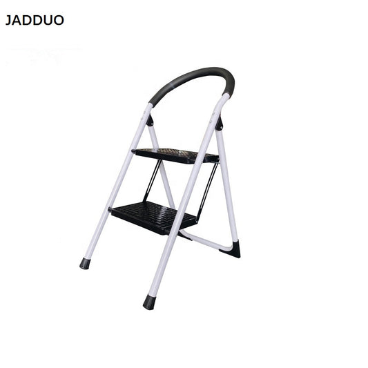 JADDUO 2 Step Stool for Adult, Folding Metal Step Ladder with Handgrip & Anti-Slip Sturdy and Wide Pedal, Multi-Use for Household & Office, Portable Handle Step Stool