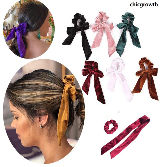 chicgrowth (6 PCS) cloth bowknot hair cord hair belt rubber band set flannelette head rope ribbon hair ring