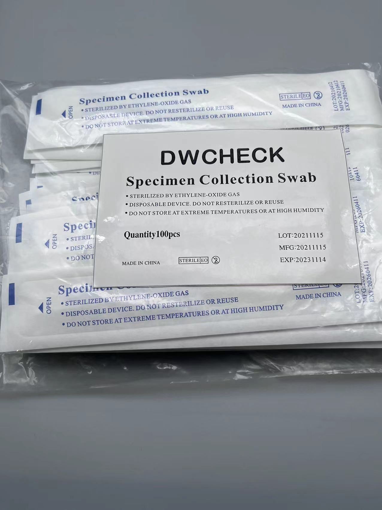 DWCHECK 100 Pack Nasopharyngeal Oropharyngeal Laboratory swab Flocked Nasal DNA Collect Swab