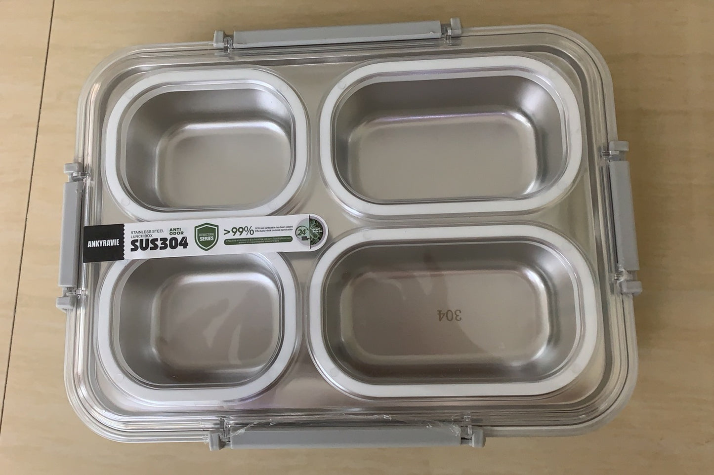 AnkyRaVie Four compartments sections 304 Stainless steel lunch box bento food container