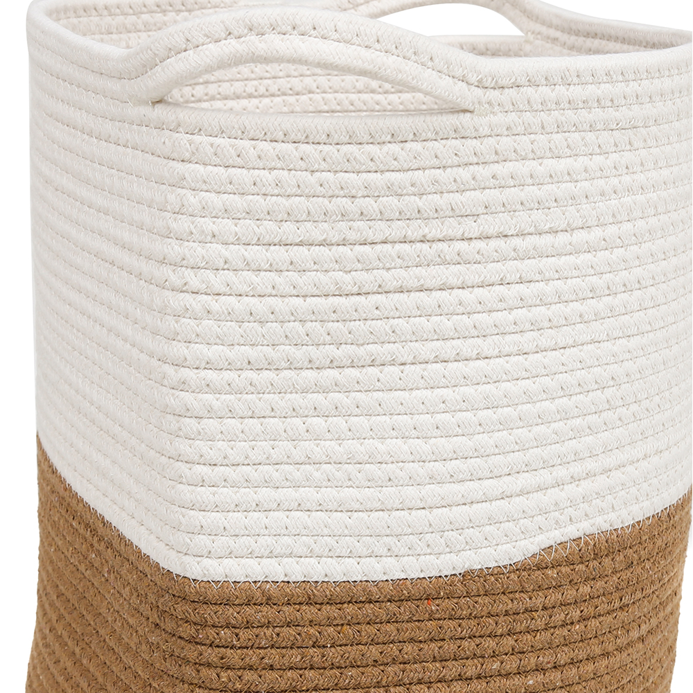 ZYBT Woven Cotton Rope Basket Baby Laundry Basket with Handle Large Toy Storage Organizer Blanket Basket