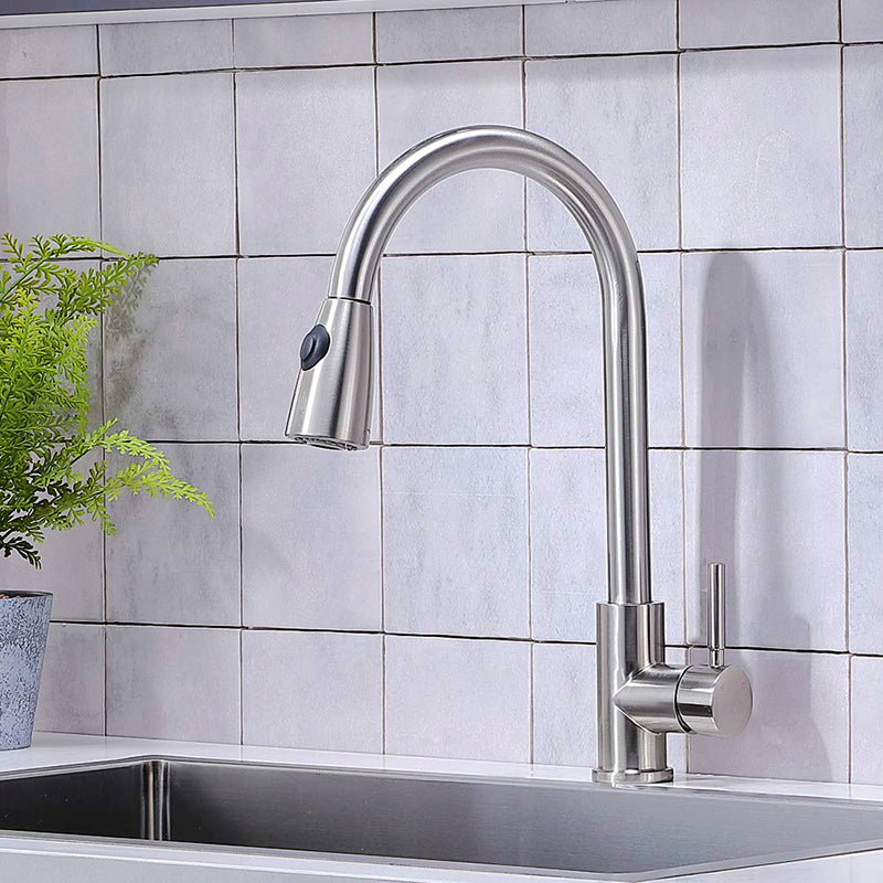 costimos Pull Down Sprayer Single Handle Kitchen Sink Faucet 304 Stainless Steel Kitchen faucet