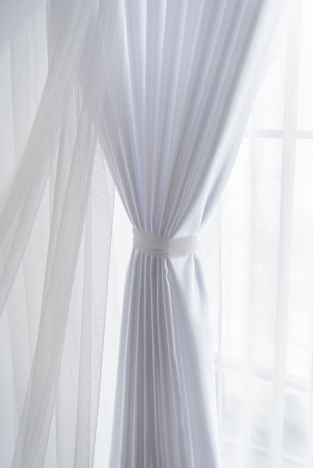 XSENT Double-Layer Transparent Window Sheer Curtains for Living Room, Bedroom, Voile Curtains with Curtain Hooks