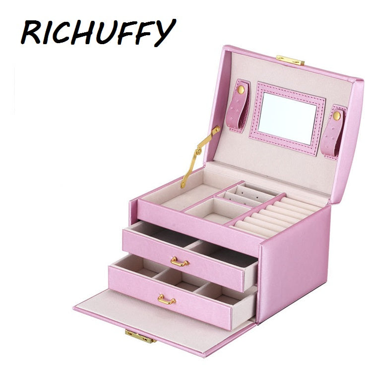 RICHUFFY Jewelry Drawer Boxes Multi-functional Jewelry Set Vanity Box