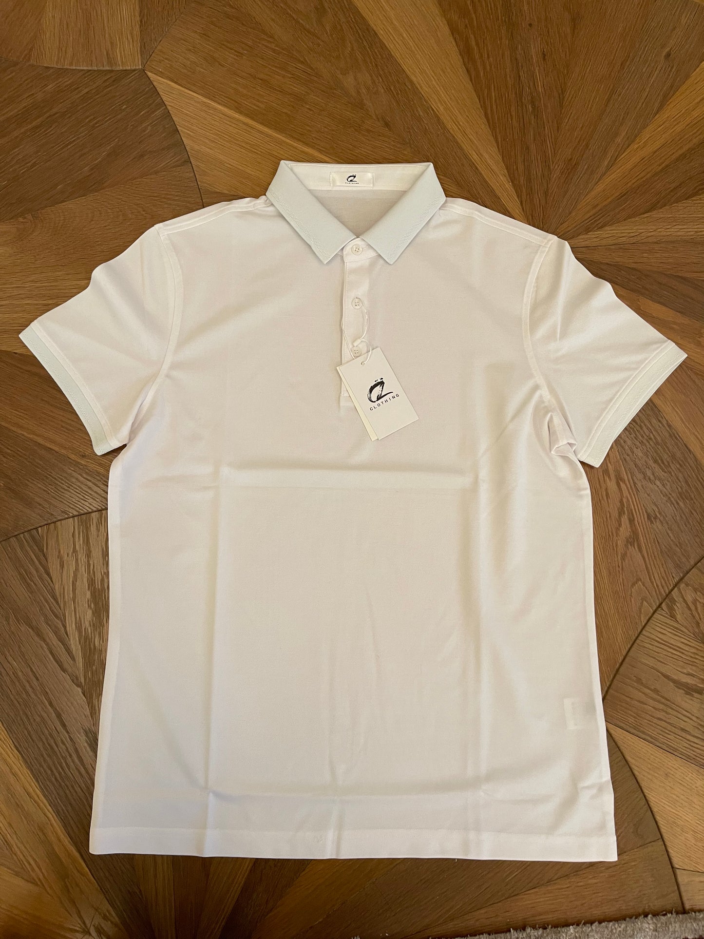 CZ CLOTHING Classic Fit Short Sleeve Solid Soft Cotton Quick-Dry White Polo Shirt